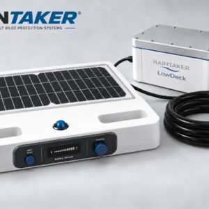 Raintaker® LowDeck – Solar-powered bilge protection for center consoles, cruisers, I/O’s and other closed boats up to 35’—with topside status indication.